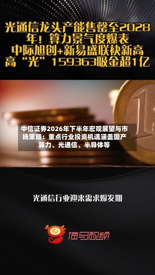 中信证券2026年下半年宏观展望与市场策略：重点行业投资机遇涵盖国产算力、光通信、半导体等